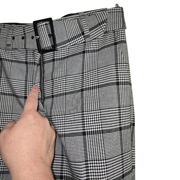Aritzia Babaton Walker Belted Houndstooth Slim Check Trouser Pant Black White 0 - Picture 4 of 9